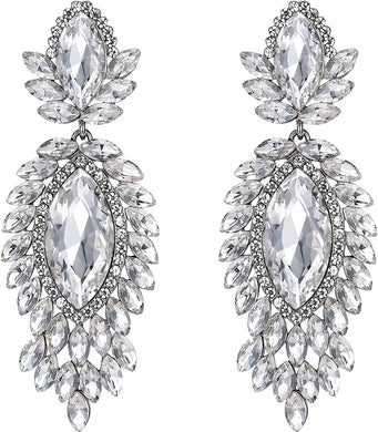 Crystal Clear Silver Chandelier Dangle Earrings