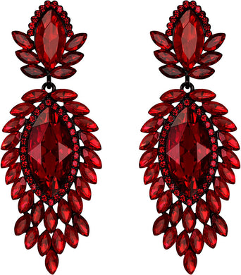 Crystal Red Black Chandelier Dangle Earrings