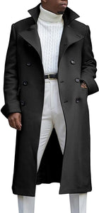 Men's Notch Lapel Double Breasted Long Sleeve White Trench Coat