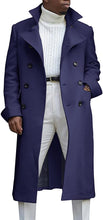 Load image into Gallery viewer, Men&#39;s Notch Lapel Double Breasted Long Sleeve Black Trench Coat