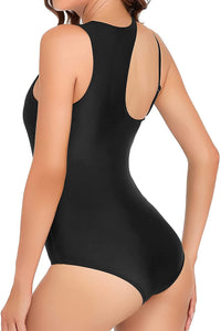 One Piece Matte Black Side Cut Out Swimsuit