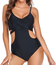 Load image into Gallery viewer, One Piece Matte Black Side Cut Out Swimsuit