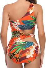 Load image into Gallery viewer, One Piece Tropical Flowers Cut Out Swimsuit