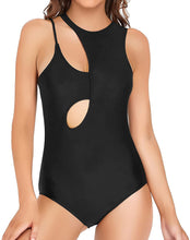 Load image into Gallery viewer, One Piece Jet Black Cut Out Swimsuit