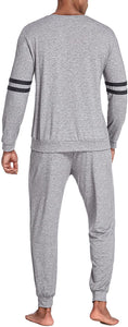 Men's Light Grey Long Sleeve Knit Top & Pants Loungewear Set
