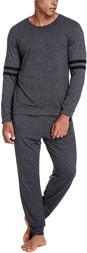 Men's Dark Grey Long Sleeve Knit Top & Pants Loungewear Set