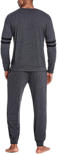 Men's Dark Grey Long Sleeve Knit Top & Pants Loungewear Set