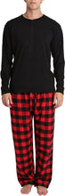 Load image into Gallery viewer, Soft Sleepwear Red Plaid Pants Henley Top Set