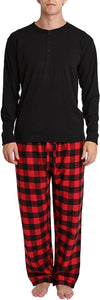 Soft Sleepwear Red Plaid Pants Henley Top Set