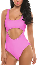 Load image into Gallery viewer, One Piece Rose Pink Hollow Out Swimsuit