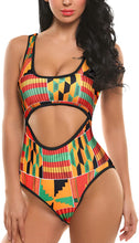 Load image into Gallery viewer, One Piece Orange Block Hollow Out Swimsuit