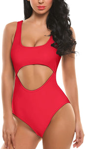 One Piece Rose Pink Hollow Out Swimsuit