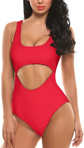 One Piece Red Hollow Out Swimsuit