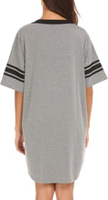 Load image into Gallery viewer, Casual Grey Loose V-Neck Short Sleeve Women&#39;s Sleepwear