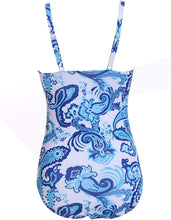 Load image into Gallery viewer, Elegant Port City Blue Pattern Tummy Control One Piece Swimwear