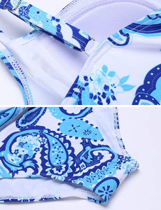 Elegant Port City Blue Pattern Tummy Control One Piece Swimwear