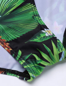 Elegant Port City Green Plants Tummy Control One Piece Swimwear