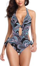 Load image into Gallery viewer, One Piece Navy Blue  Bathing Suit Monokini Tummy Control Cutout Swimwear