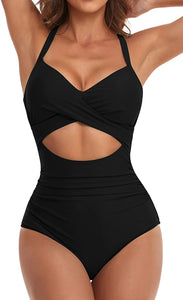 White & Black Sweetheart Two Tone One Piece Swimsuit