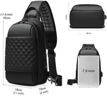 Load image into Gallery viewer, Men&#39;s Black Water Repellent Cross Body Chest Bag