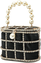 Load image into Gallery viewer, Evening Handbag Black Clutch Purses with Pearl Diamonds