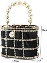 Load image into Gallery viewer, Evening Handbag Black Clutch Purses with Pearl Diamonds