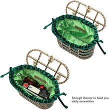 Load image into Gallery viewer, Evening Handbag Green Clutch Purses with Pearl Diamonds