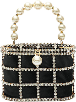 Black Clutch  Sparkly Pearl Diamond Handbag