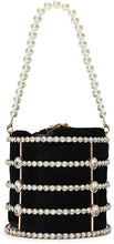 Load image into Gallery viewer, Small Black Clutch  Sparkly Pearl Diamond Handbag
