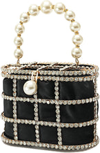 Load image into Gallery viewer, Black Clutch Purse with Diamond Pearls Handbag