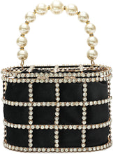 Load image into Gallery viewer, Evening Handbag Black Clutch Purses with Pearl Diamonds