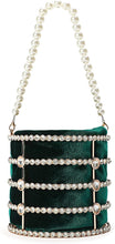 Load image into Gallery viewer, Small Black Clutch  Sparkly Pearl Diamond Handbag
