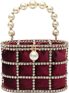 Black Clutch  Sparkly Pearl Diamond Handbag