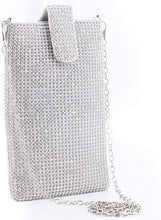 Load image into Gallery viewer, White Silver Metal Mesh Small Crossbody Bag Cell Phone Purse Wallet