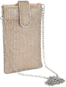 Silver Metal Mesh Small Crossbody Bag Cell Phone Purse Wallet