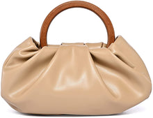 Load image into Gallery viewer, Khaki Trendy Ruched Wooden Handle Handbag
