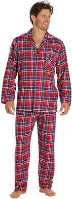 Flannel Pajamas Red Plaid Cotton Sleepwear Set