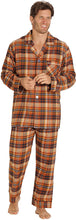 Load image into Gallery viewer, Flannel Pajamas Rusty Brown Plaid Cotton Sleepwear Set