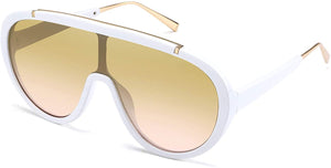 Premium Look White Retro Design Oversized One Piece Sunglasses
