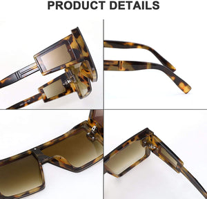 Prodigy Shades Leopard Frame Oversized Flat Top Sunglasses With Side Lens
