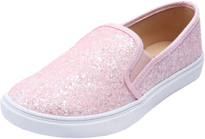 Fashion Slip-On Baby Pink Glitter Casual Flat Loafers