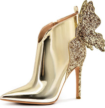 Load image into Gallery viewer, Metallic Society Gold Butterfly Ankle Boots