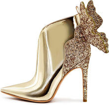 Load image into Gallery viewer, Metallic Society Gold Butterfly Ankle Boots