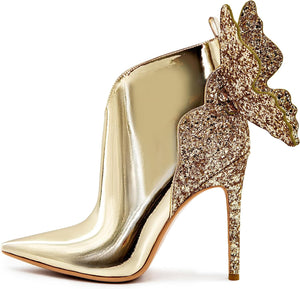 Metallic Society Gold Butterfly Ankle Boots