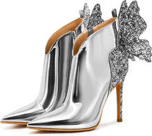 Load image into Gallery viewer, Metallic Society Gold Butterfly Ankle Boots