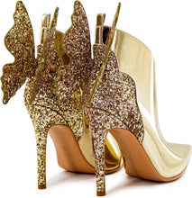 Load image into Gallery viewer, Metallic Society Gold Butterfly Ankle Boots