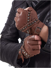 Load image into Gallery viewer, Men&#39;s Brown Leather Motorcycle Driver Gloves Sheepskin for Men