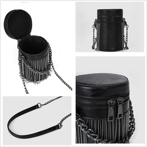 Y2K Punk Bag Tassel Totes Gothic Shoulder Back Rock Fashion Crossbody Black Handbag
