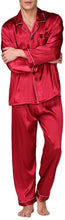 Load image into Gallery viewer, Men&#39;s Red Soft Satin Pajamas Top &amp; Pants Set