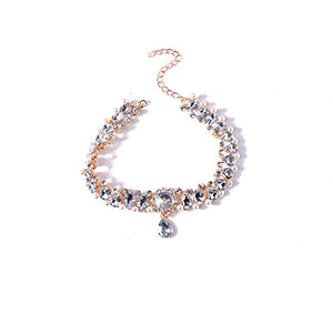 Bride Crystal Pendant Gold Choker Necklace
